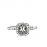 0.42 Cts. 18K White Gold Diamond Engagement Ring With Halo